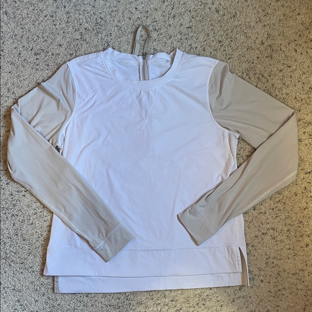 lululemon athletica White and Gray Long Sleeve Top